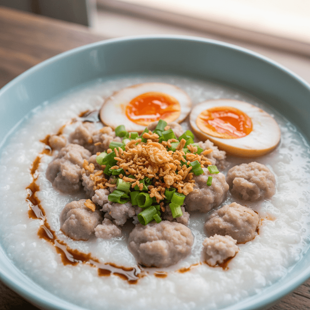 Thailändsk Jok – Risporridge med Fläskdumlings