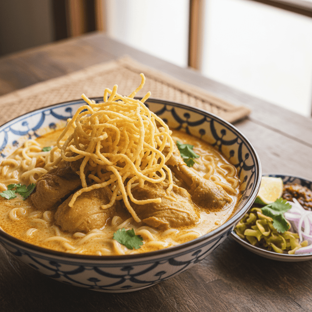 Khao Soi (Autentisk nordthailändsk kokosnudelsoppa)