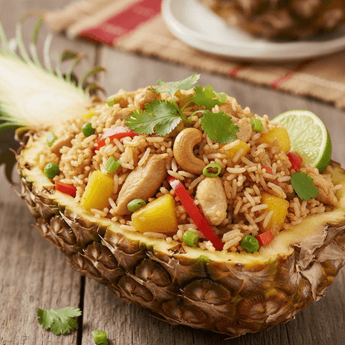 Ananasstekt ris med kyckling (Thai-stil)