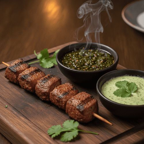 Grillat chilenskt nötkött på spett med rökt chimichurri