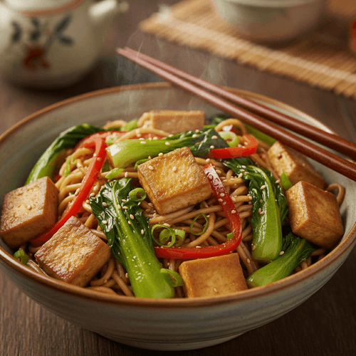 Tofu och pak choi wok